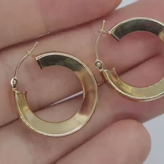 14k Gold Puffed Hollow HOOP Earrings. Large HOOP earrings st(71/88)