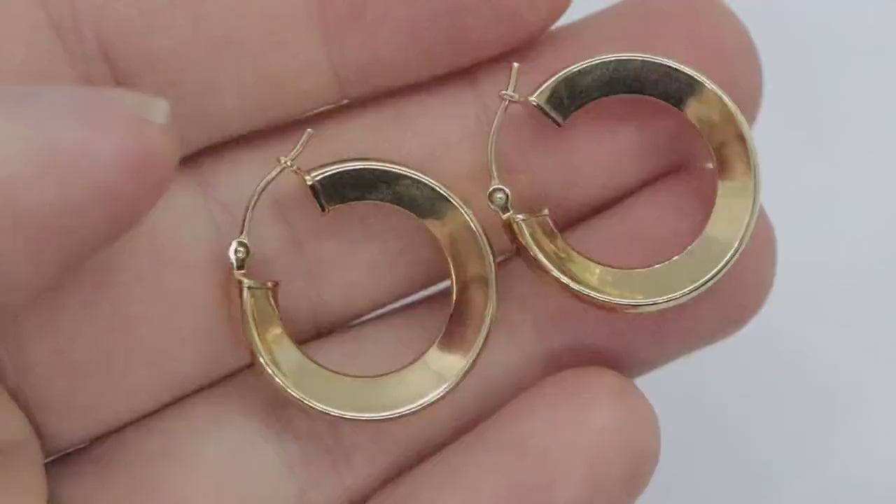 14k Gold Puffed Hollow HOOP Earrings. Large HOOP earrings st(71/88)