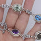 EFFY BH Bracelet. 18k Sterling Silver MULTI-Gemstone Byzantine Bracelet. (466)