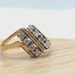 Diamond Bypass ring. 14k Yellow Gold Diamond ring. Diamond cluster. Diamond straight. Pinky ring elegant st(165/11)