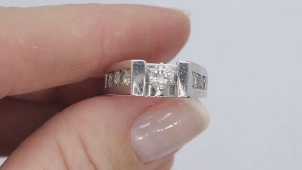 14k Diamond Solitaire with accents. 1.09ctw diamonds Vintage 14k Engagement or Wedding ring.