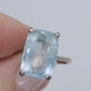 18k Aquamarine Solitaire ring. Huge Light Aquamarine 8.5ct Emerald cut gem. Engagement ring