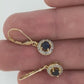 14k Sapphire and Diamond Halo Dangle Earrings. Sapphire Diamond Halo Earrings. st(51/75)