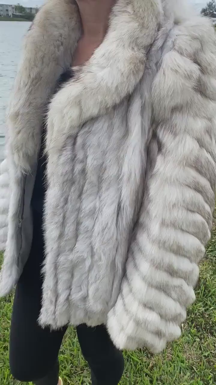 Saga Furs BLUE ARCTIC Natural FOX Fur Coat Jacket – VoxMarket