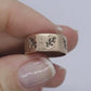 10k Wide Cigar band. Rose Gold Vintage Embossed Maple Oak Leaf design. 7.5mm sz6.75