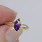 Marquise Amethyst 10k Gold ring. Amethyst and diamond Ring.