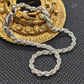 Sterling Silver 925 6.75in and 3.8mm Rope Bracelet Made in Italy.