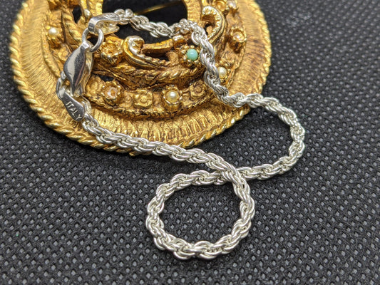 Sterling Silver 925 6.75in and 3.8mm Rope Bracelet Made in Italy.