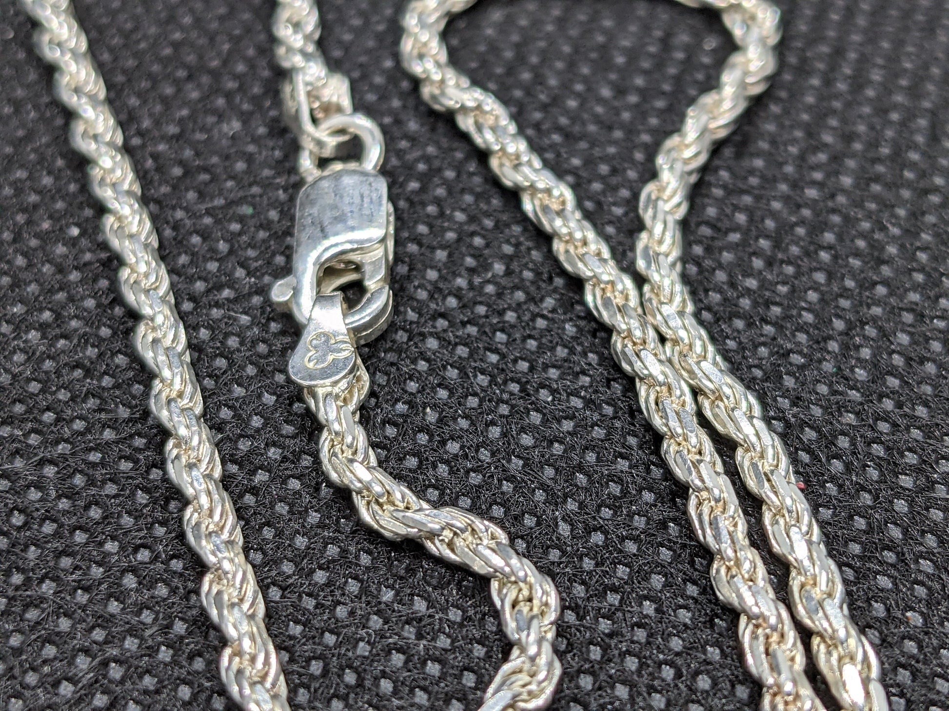 Necklace. Vintage Sterling Silver 925 Rope Chain Necklace 2mm and 16in length