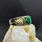 Black Hills Gold Sterling Silver Ring. Green Malachite cabochon with 10k gold inlays band.