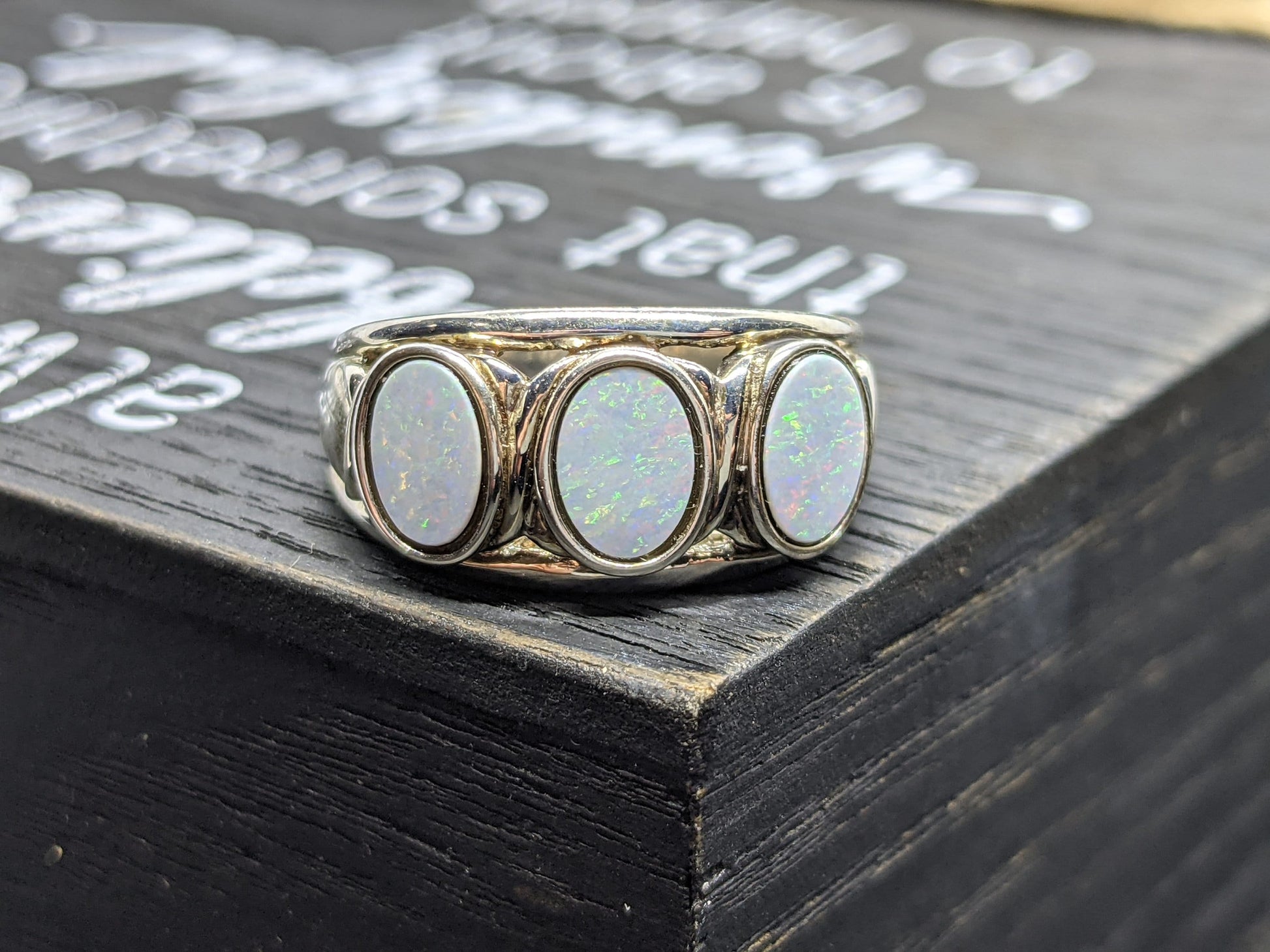 Synthetic Opal Sterling Silver Statement Ring