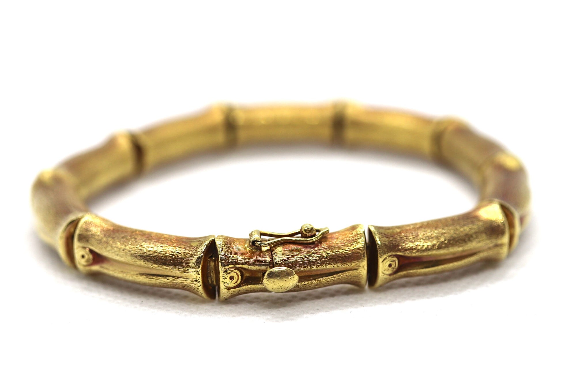 18k Bamboo bracelet. High Detailed Bamboo articulated link bracelet. 8.25" and 25.4grams.