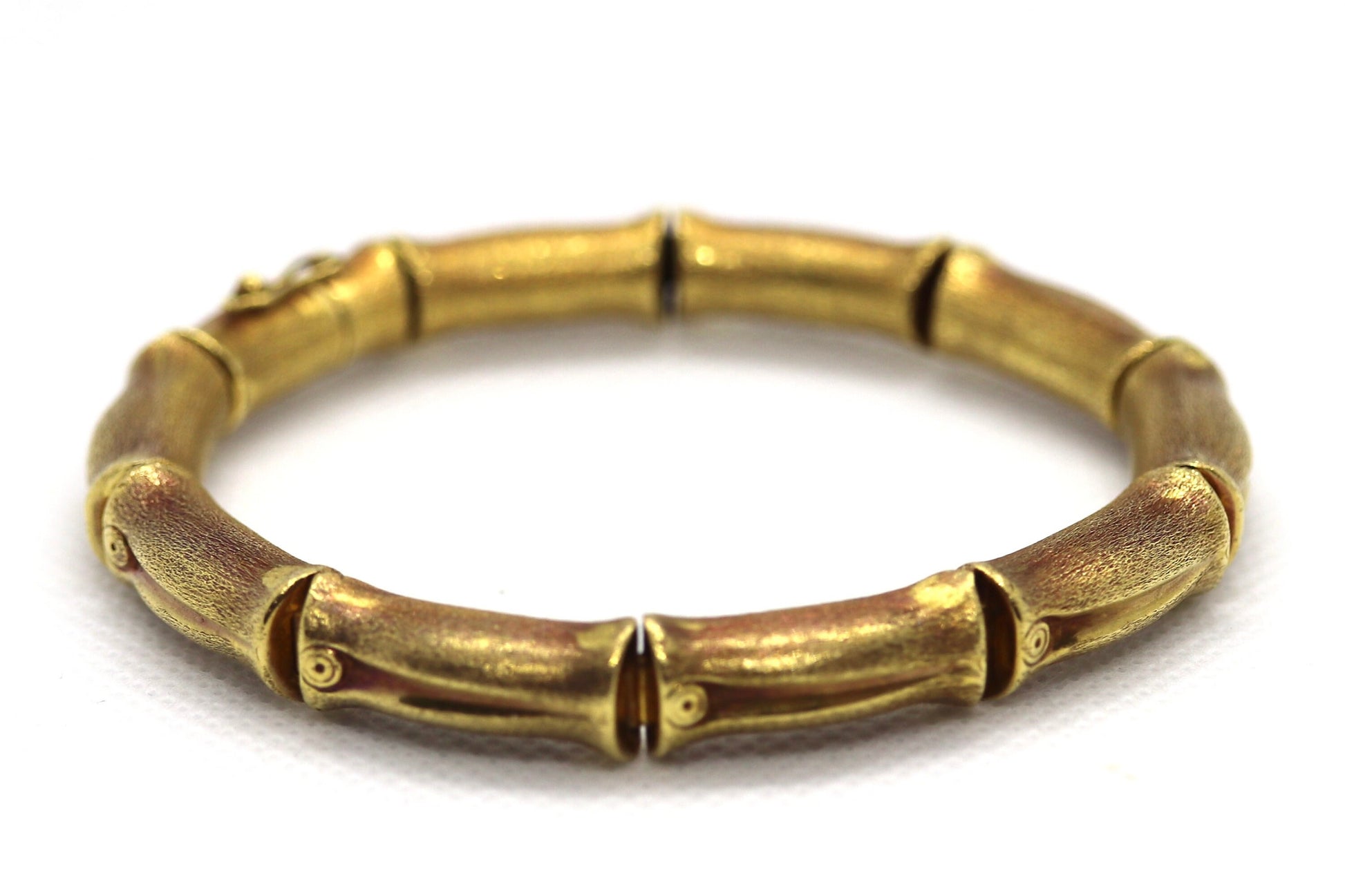 18k Bamboo bracelet. High Detailed Bamboo articulated link bracelet. 8.25" and 25.4grams.