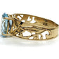 Oval Aquamarine Topaz Solitaire. 10k Filigree ring.