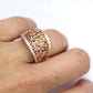 Filigree Signet Hollow ring. 14k Rose gold ring. Rose flower band. gold pinky ring Italian Golden Clef International. Rose Gold Signet Ring