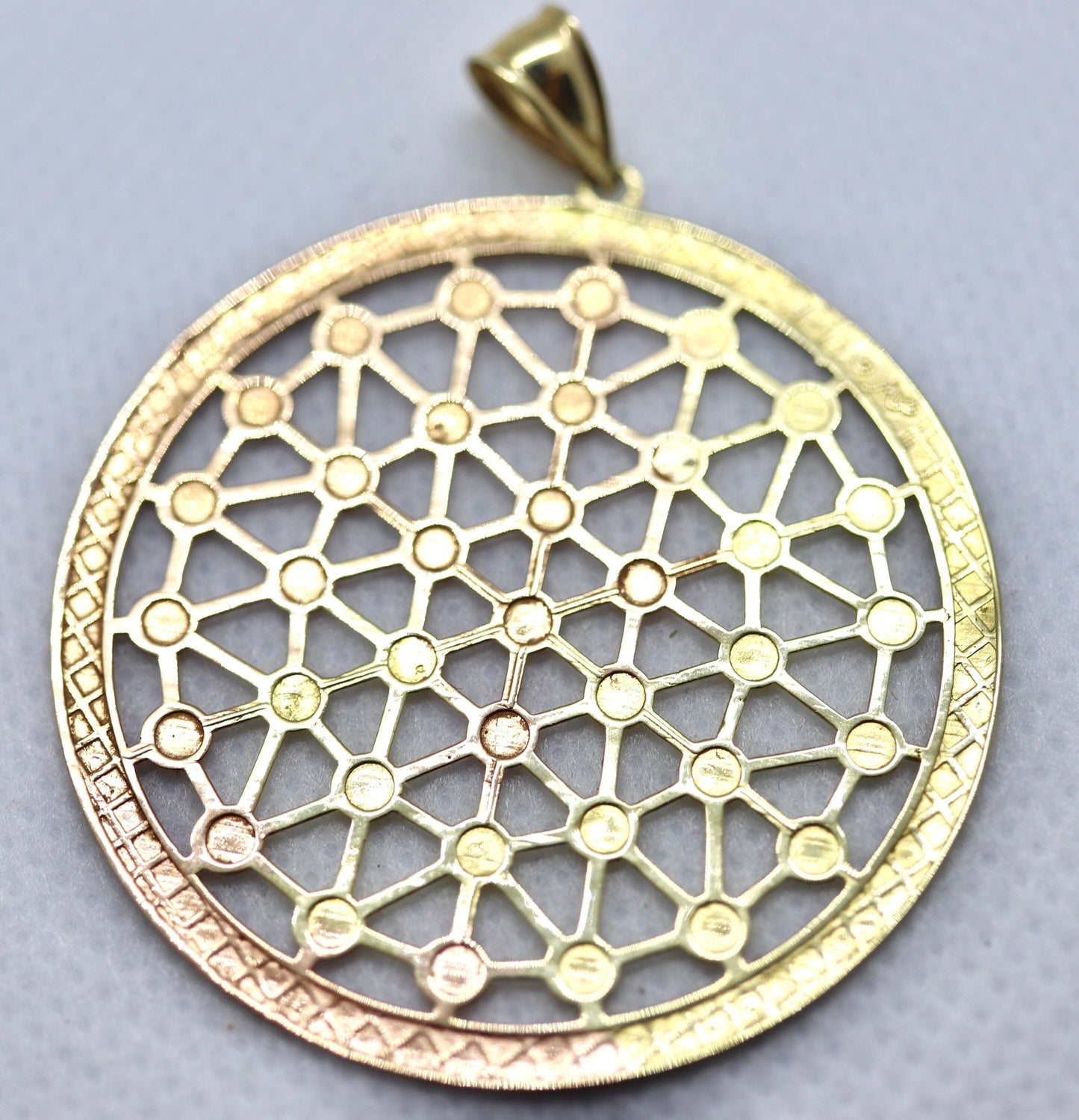 14k Filigree Pendant Medallion. 14k Gold Geometric Medallion Open Pendant. Round Disk Medallion Pendant.