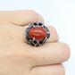 Vintage - Jasper Oval Cabochon - Sterling Silver - leaf motif Ring sz 4.5 women