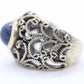 Lapis Lazuli Cabochon 925 Sterling Ring. Twisted Rope Filigree Dome band. Vintage Age.