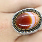 Orange Agate cabochon Sterling Silver Ring. 925 silver Statement ring. Orange Gem Ring. Sz 8