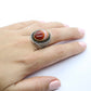 Orange Agate cabochon Sterling Silver Ring. 925 silver Statement ring. Orange Gem Ring. Sz 8