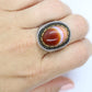 Orange Agate cabochon Sterling Silver Ring. 925 silver Statement ring. Orange Gem Ring. Sz 8