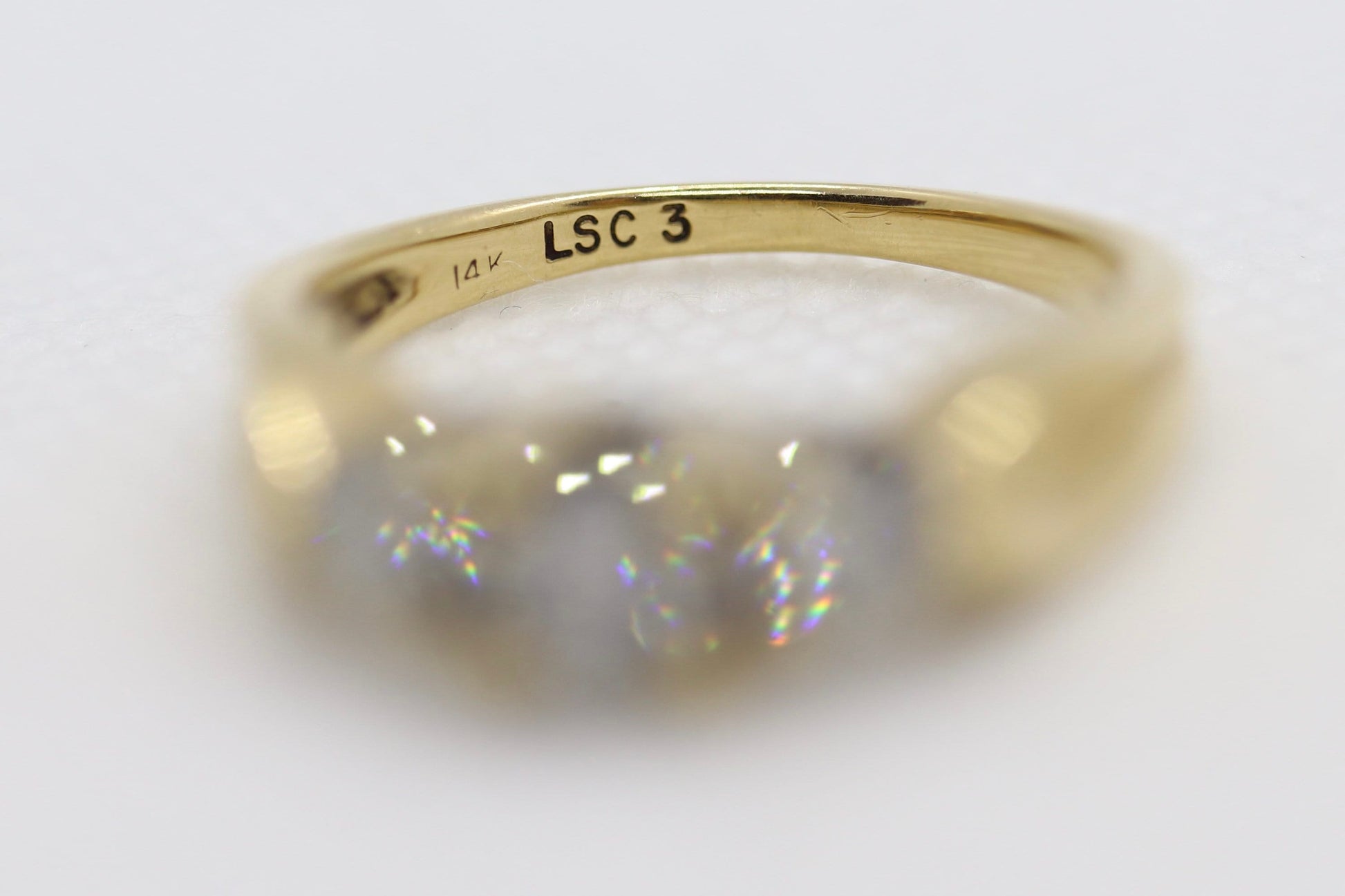 14k Diamond trio ring by Leo Schachter Co. LSC. TRILOGY 3 stone Diamond 3/4ct Ring. Engagement Ring. Solitaire ring.