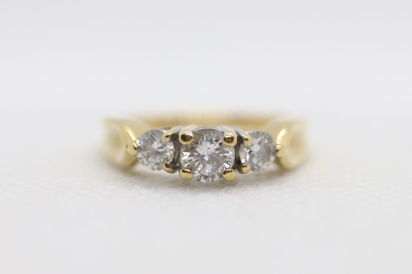 14k Diamond trio ring by Leo Schachter Co. LSC. TRILOGY 3 stone Diamond 3/4ct Ring. Engagement Ring. Solitaire ring.