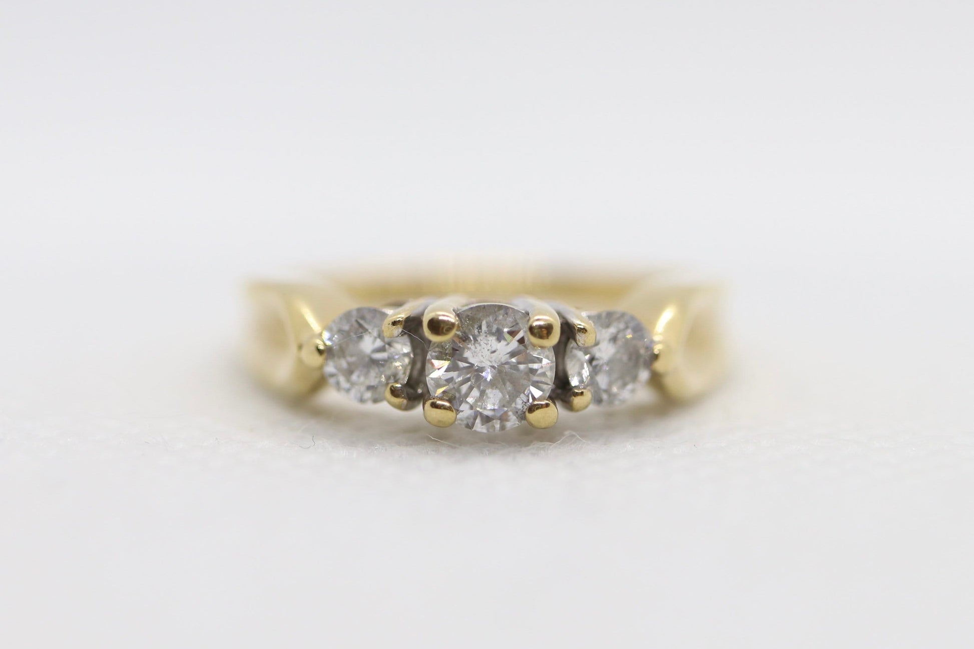 14k Diamond trio ring by Leo Schachter Co. LSC. TRILOGY 3 stone Diamond 3/4ct Ring. Engagement Ring. Solitaire ring.