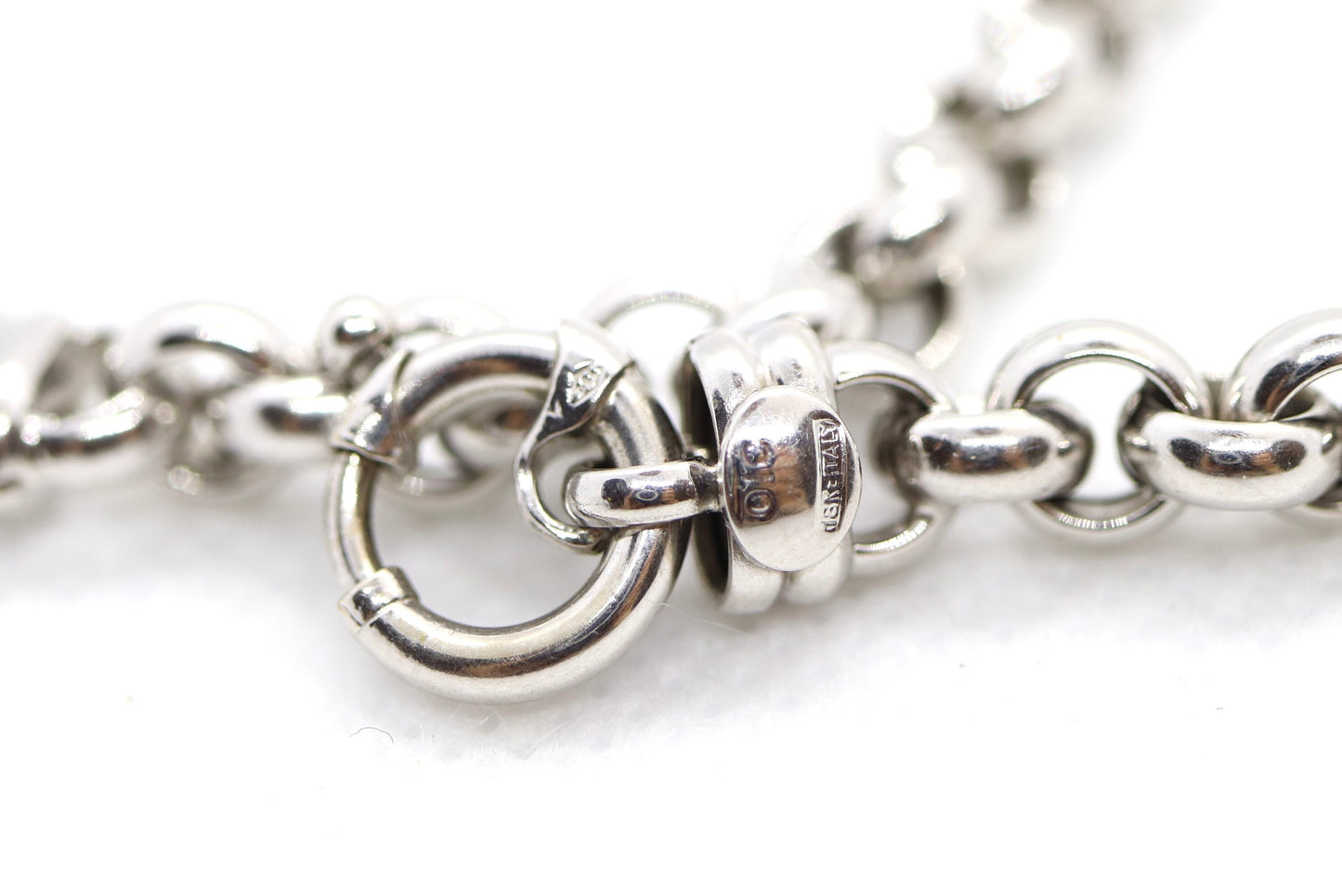 18K ROLO Chain Bracelet. PUFFED large Round Rolo chain bracelet. 18k white gold Italy OTC 6.8grams