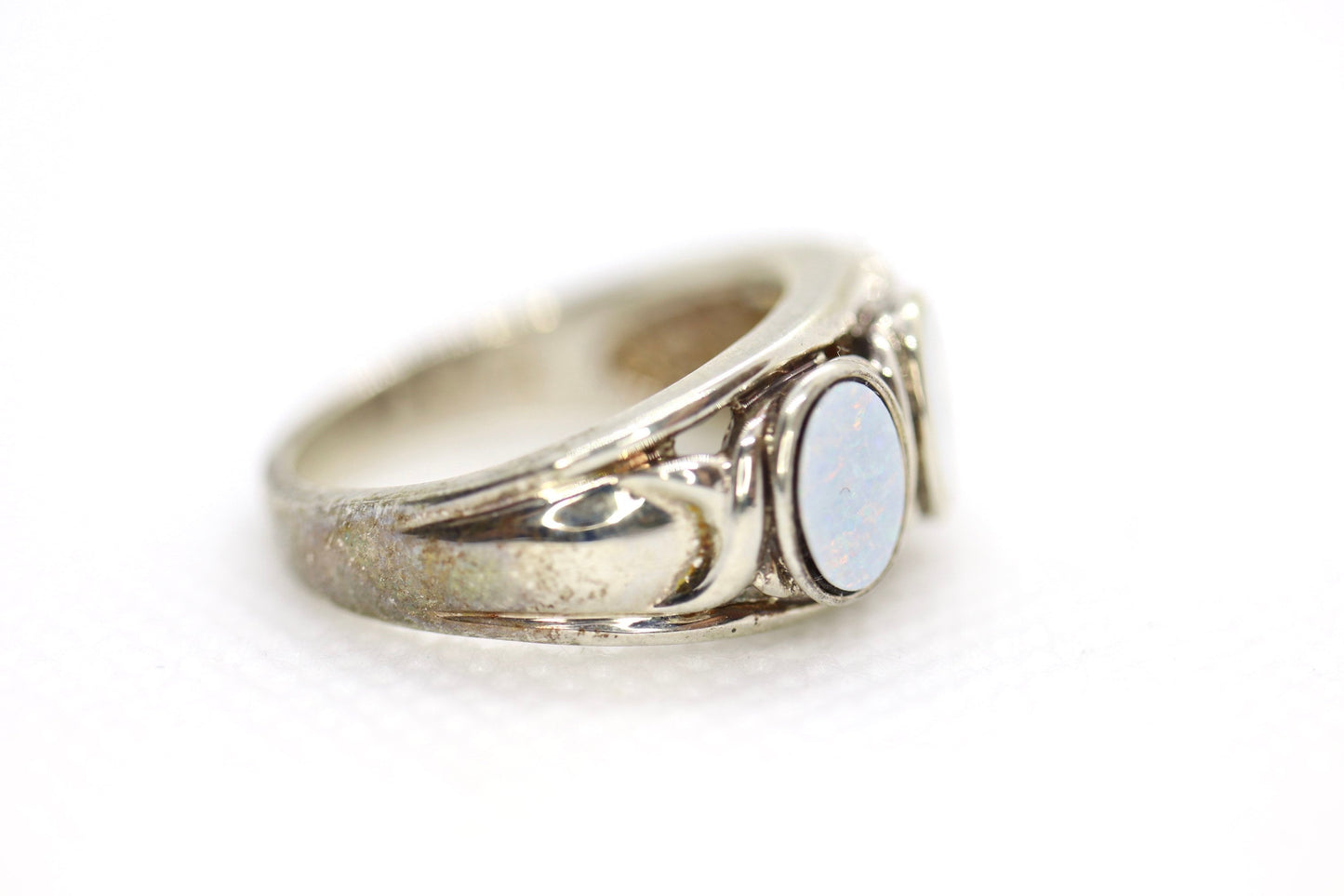 Synthetic Opal Sterling Silver Statement Ring