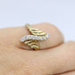 14K Diamond Bypass ring. Total 0.24ct Diamond Wave.  Stacked. Toi et moi band. Yellow Gold ring. Pinky ring