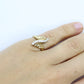 14K Diamond Bypass ring. Total 0.24ct Diamond Wave.  Stacked. Toi et moi band. Yellow Gold ring. Pinky ring