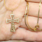 14k Cross Necklace. Open Crucifix Pendant on 14k chain