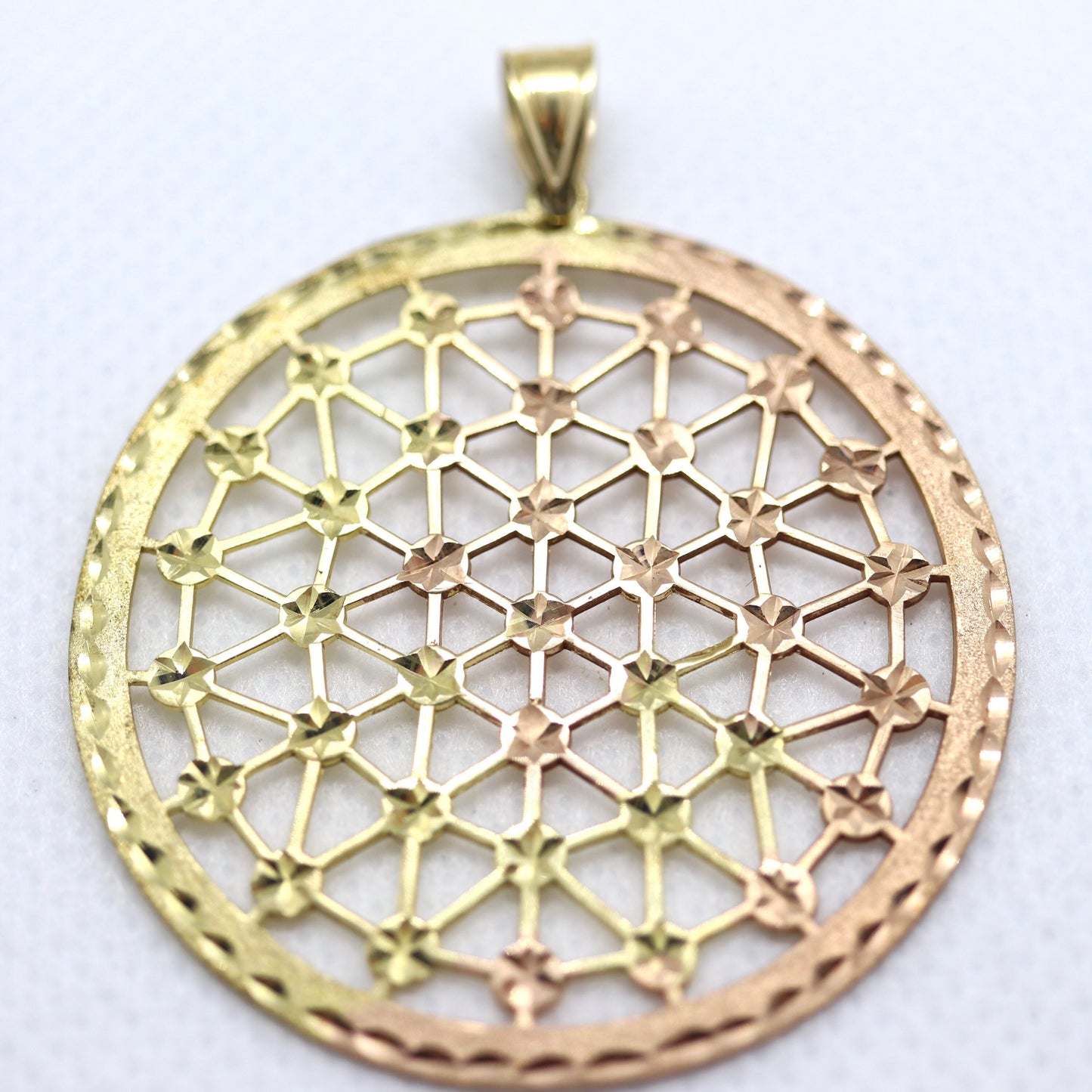 14k Filigree Pendant Medallion. 14k Gold Geometric Medallion Open Pendant. Round Disk Medallion Pendant.