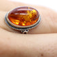 Vintage Honey Amber Cabochon 925 Sterling Silver Ring. Women sz 6.5
