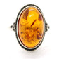 Vintage Honey Amber Cabochon 925 Sterling Silver Ring. Women sz 6.5
