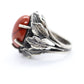 Vintage - Jasper Oval Cabochon - Sterling Silver - leaf motif Ring sz 4.5 women