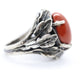 Vintage - Jasper Oval Cabochon - Sterling Silver - leaf motif Ring sz 4.5 women