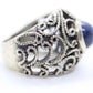 Lapis Lazuli Cabochon 925 Sterling Ring. Twisted Rope Filigree Dome band. Vintage Age.