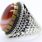 Orange Agate cabochon Sterling Silver Ring. 925 silver Statement ring. Orange Gem Ring. Sz 8