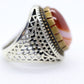 Orange Agate cabochon Sterling Silver Ring. 925 silver Statement ring. Orange Gem Ring. Sz 8
