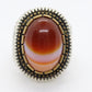 Orange Agate cabochon Sterling Silver Ring. 925 silver Statement ring. Orange Gem Ring. Sz 8