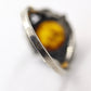 Vintage Honey Amber round cabochon 925 Sterling Silver Ring with Leaf motif. Women sz 7.5