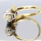 Diamond Twin Pearl ring. 14k Ever Us bypass ring.