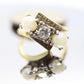 Diamond Twin Pearl ring. 14k Ever Us bypass ring.