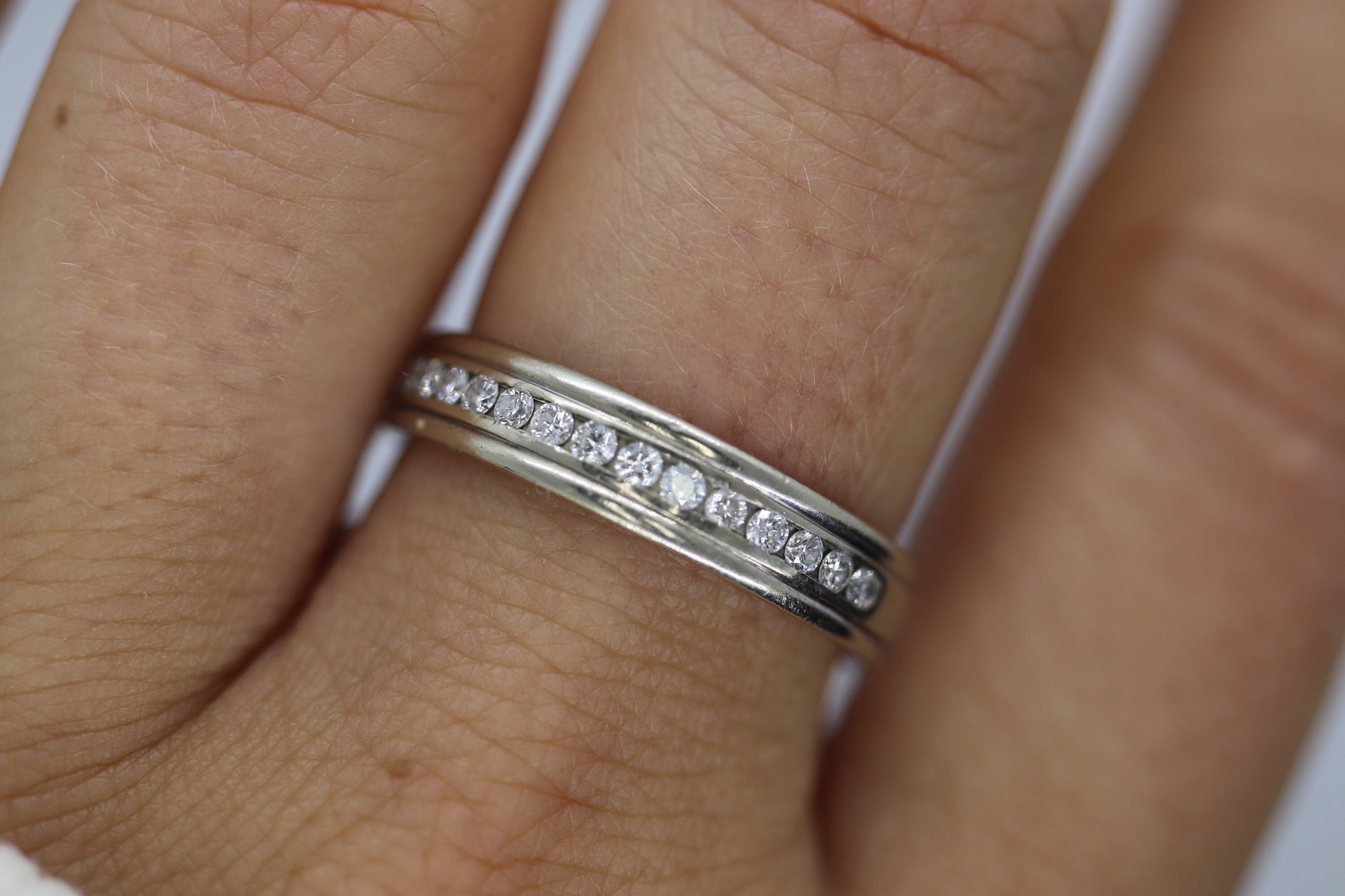 14k Diamond Band. Mens or Womens 14k Comfort Fit Band with channel set 0.48ctw diamonds