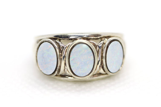 Synthetic Opal Sterling Silver Statement Ring