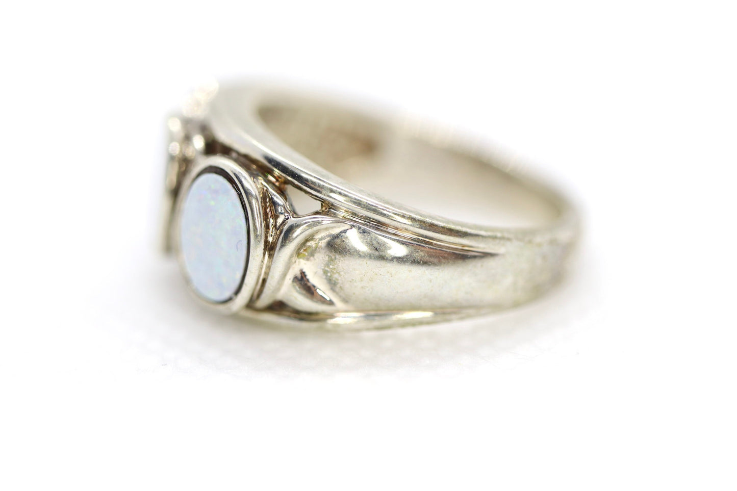 Synthetic Opal Sterling Silver Statement Ring