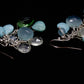 Laura Gibson Dangle Earrings. Sterling Silver with faceted Prehnite, Flourite, Turquoise, and Opal Chalcedony (275)
