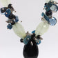 Laura Gibson Necklace. Gibson Sterling Silver Onyx Dangling Candy multi-gem necklace (295)